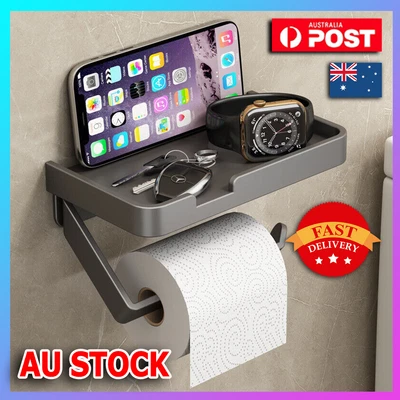 $22.45 • Buy Toilet Paper Roll Holder With Phone Shelf Wall Mounted Brass Tissue Rack Storage
