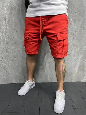 Mens Casual Chino Pocket Cargo Shorts Sport Joggers Pants Trousers Summer Gym • $19.99