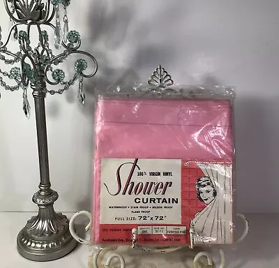 Vintage Shower Curtain “PRINCESS PINK “ Virgin Vinyl 72” X 72”~NOS~Nice Graphics • $29.99