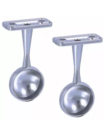 2 X 25mm 1” Chrome Wardrobe End Brackets Cap Pole Steel Rail Closet Support • £5.55