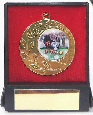 45mm GOLD  SNOOKER/POOL MEDAL IN PRESENTATION BOX FREE ENGRAVING FREE POSTAGE • £3.99