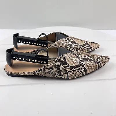 Zara Python Snake Print Slip On Mules Flat Womens Size 40 US 9 • $29.99