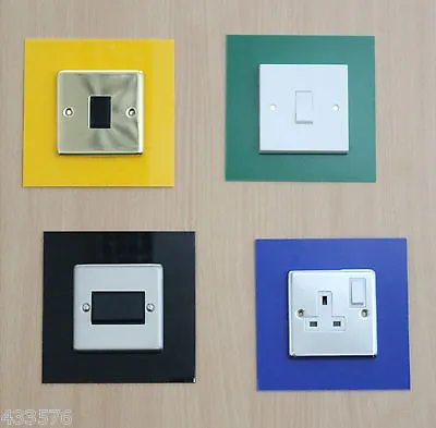 Coloured SINGLE Plug Socket & Light Switch Finger Plate Surrounds Plug Sockets  • £3.50