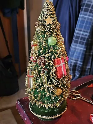 Vtg  Christmas Bottle Brush Tree W Mercury Balls Japan 12” Musical. MINTY!!! • $75