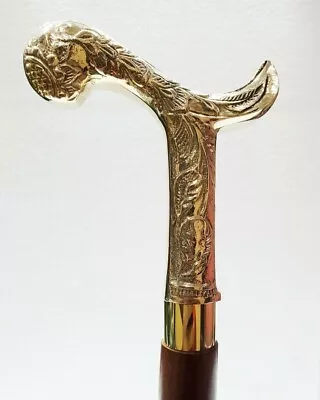 Victorian Brass HANDMADE VINTAGE Handle Style Vintage Walking Stick Wooden Cane • $38