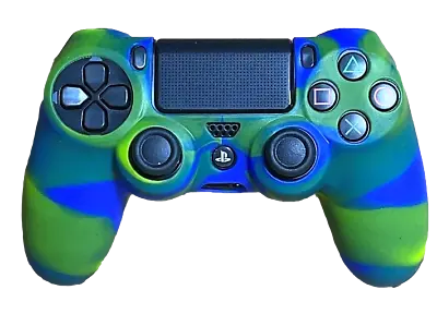$7.90 • Buy Silicone Cover For PS4 Controller Case Skin -  Blue/Green Swirls 
