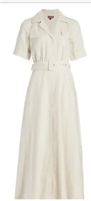 $195 • Buy NWT STAUD Millie Belted Linen Maxi Dress In Natural White 0 $395 Pristine
