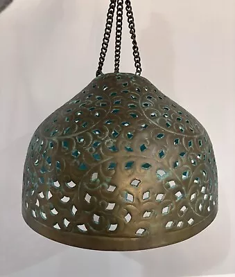 Moroccan Pendant  Brass Antique Vintage Lamp Hanging Chandelier Dome Plug In • $55