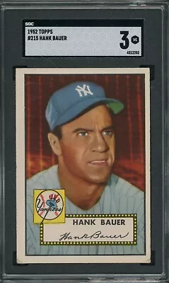 1952 Topps #215 Hank Bauer   New York Yankees SGC 3 • $32.99