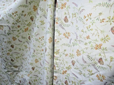 £25 • Buy Vintage Country Wild Pair Curtains Meadow Vetch Flowers Cotton Cream 54  Taped