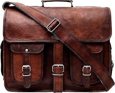 Men’s Leather Laptop Bag 18 Inches Men’s Vintage Satchel Leather Briefcase Bag • $69.99
