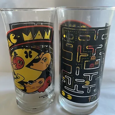 2 Vintage 1982 Pac-Man Ghosts Arcade Game  16oz Glass  Bally-Midway Twin Maze • $12