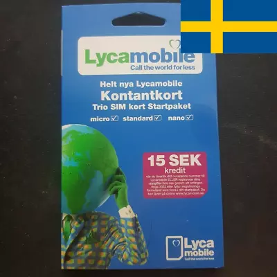 1 Swedish Lycamobile Sim Card. Prepaid Sim Card. Nano Micro Or Standard Size • $4