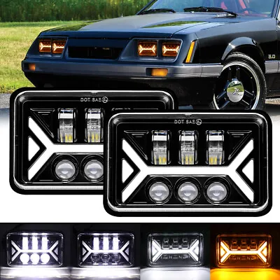 2Pc 4x6  Projector LED Headlight High Low Sealed Beam For 1979-1986 Ford Mustang • $59.75