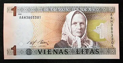 LITHUANIA 1 Litas Banknote (P-53) 1994  MINT UNC • £5.75