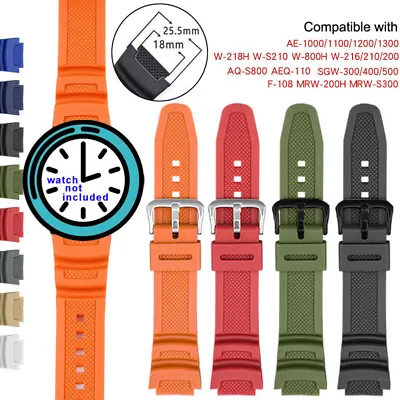 18mm Rubber Watch Strap For AQ-S810W W-800H AE-1000W AEQ110W Silicone Band Belt • $15.88