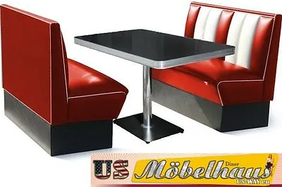 HW-120 Set American Diner Bench Bench Diner Benches Furniture 50's Retro USA Style  • £1617.77