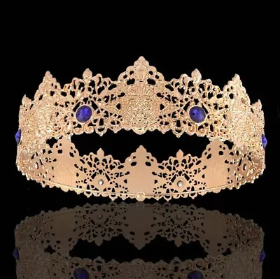 King Men Tiara Crown Imperial Medieval Headband Crystal Pageant Costumes Wedding • $29.99