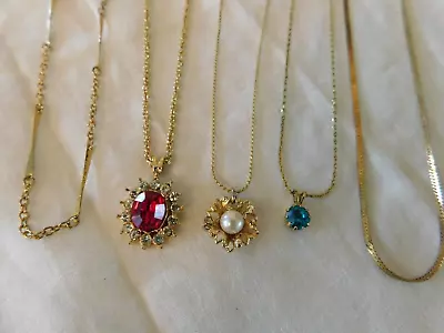 Pendants Chains Necklaces Monet Red Crystal Pearl Blue Rhinestone LOT • $6