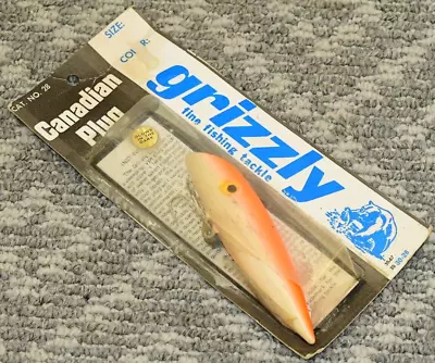 Vintage Canadian Plug Grizzly Fishing Lure Orange NEW In Original Package 30-28 • $58.88