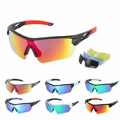 Polarized Cycling Sunglasses Sports Sun Glasses With 5 Interchangeable Lenses • $13.99