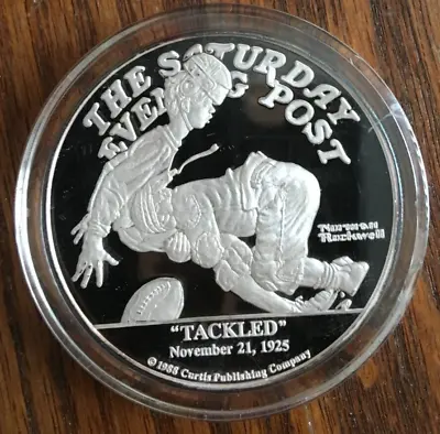 Norman Rockwell's Saturday Evening Post Tackled 2 Oz .999 Fine Silver Coin • $74.99