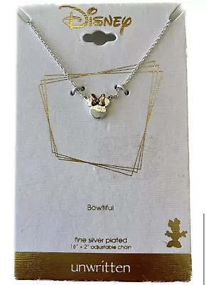 NEW Unwritten Disney Minnie MOUSE Fine Silver Plated T Bowtiful Necklace 16+2” • $19.99