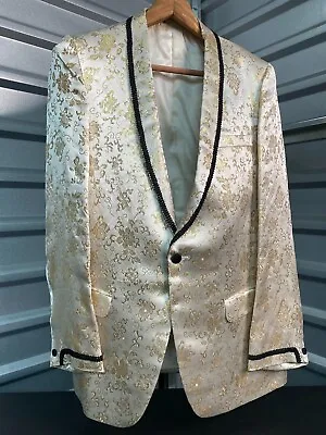 Vintage 1960s Mens Evening Dinner Formal Tuxedo Jacket Gold Pearl 40R IMMACULATE • $69