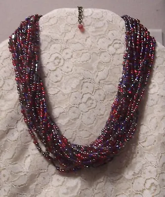 Vintage  ''joan Rivers  Multi Color 20 Strand Bead Necklace '' 18'' W/4'' Ext. • $8