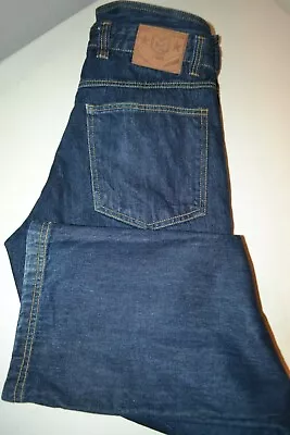 Moto Centric Men's Battalion Straight Dark Blue Denim Jeans Sz 36x32 • $67.50