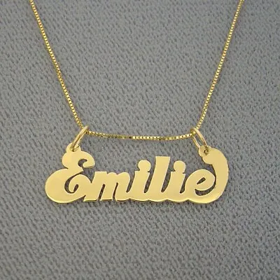 Junior Size Solid 14K Gold Personalized Name Necklace Pendant Jewelry BP01 • $244.95