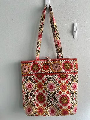 Vera Bradley Folkloric Print Large Tote Purse Shoulder Bag Used Pink Flowers • $25