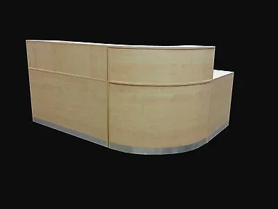 Reception Desk Maple Reception Desk Counter Curved Corner Aluminium Plinth • £699.99