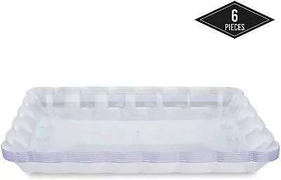 £9.99 • Buy Disposable Serving Trays Clear Hard Plastic Party Tableware Decor Wedding BBQ 