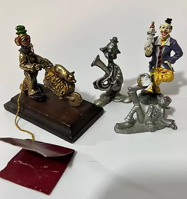 A Lot Of 4 Vintage Pewter And Metal Small Collectable Clowns. The Little Hobo. • $19.95