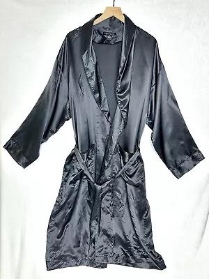 Perry Ellis Portfolio 100% Silk Bathrobe Loungewear Robe With Tie Black Size LXL • $45