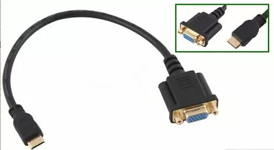 Mini HDMI Male To VGA Female Cable Connector HDTV Adapter Converter Cord 1080P • $7.99