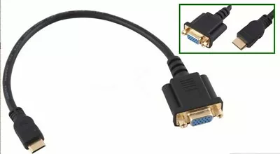Mini HDMI Male To VGA HD15 Female Connector Cable HDTV Adapter Converter 30cm • $7.99