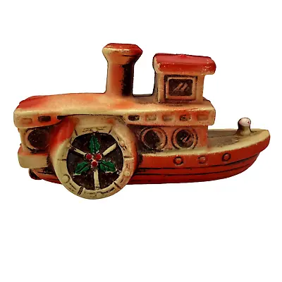 VTG Plastic Rubber Blow Mold River Steamboat Wheel 4  Christmas Ornament Japan • $15.95