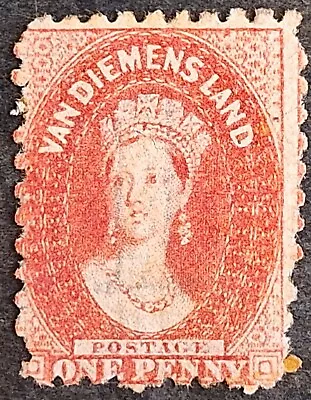 1864- Tasmania Australia 1d Carmine Chalon Head Stamp P10 WMK 1 Used • $1.25