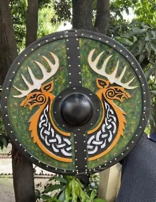 £114.96 • Buy Viking Shield Medieval Handmade Carving 24'' Inch Battle Role-play Cosplay Gift