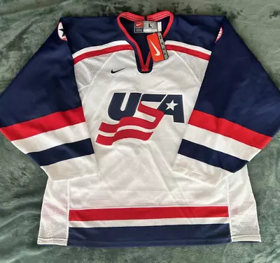 2002 USA Olympic Hockey White Jersey Nike NHL Vintage Men's Large • $79