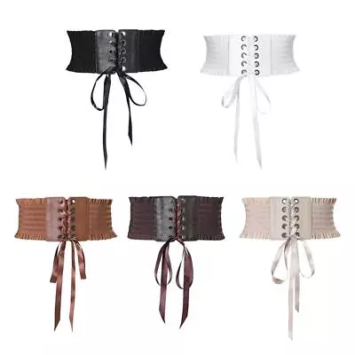 Women's Corset Lace Up Elastic Waist Belt Dress Belt Hip Belt With • £8.05