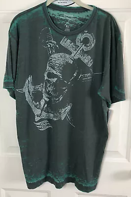Disney NWT Pirates T-shirt Cotton Polyester XL Parks Caribbean Green Burnout • $6.99