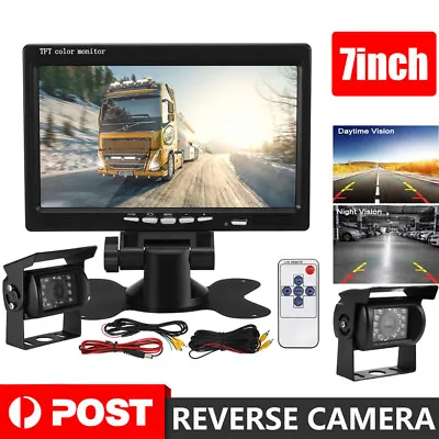 7  Wireless Rear View Kit HD LCD Monitor Reverse Camera For Truck Caravan RV VAN • $61.59