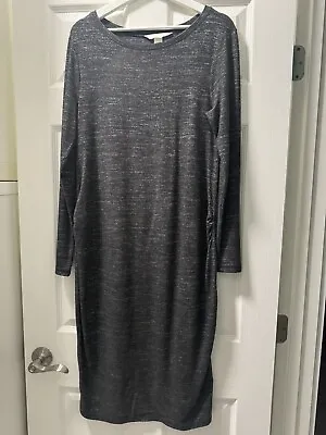 Women's H&M Mama Maternity Long Sleeve Dress Size L Large Dark Gray Warm Winter • $14