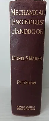 Vintage Mechanical Engineers Handbook Lionel S. Marks Fifth Edition 1951  INDEX • $14.39