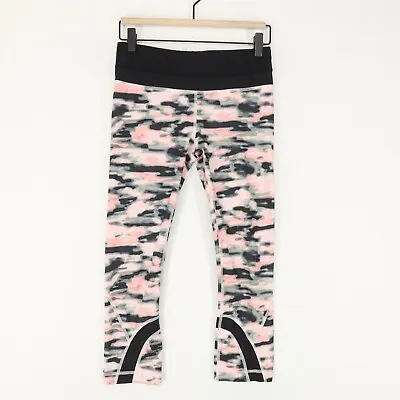 Lululemon Inspire Crop Leggings Womens 4 Pink Black Camo Luxtreme • $18.74