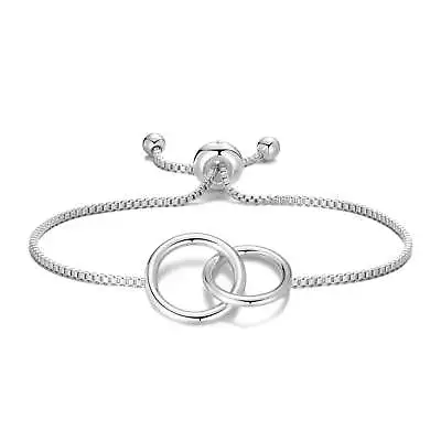Silver Plated Link Friendship Bracelet Created With Zircondia® Crystals • £8.99