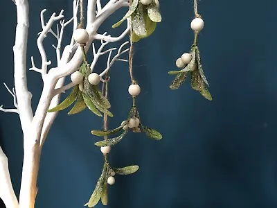 Hanging Mistletoe Decorations X 5. Handmade Mistletoe Christmas Tree Decorations • £7.99